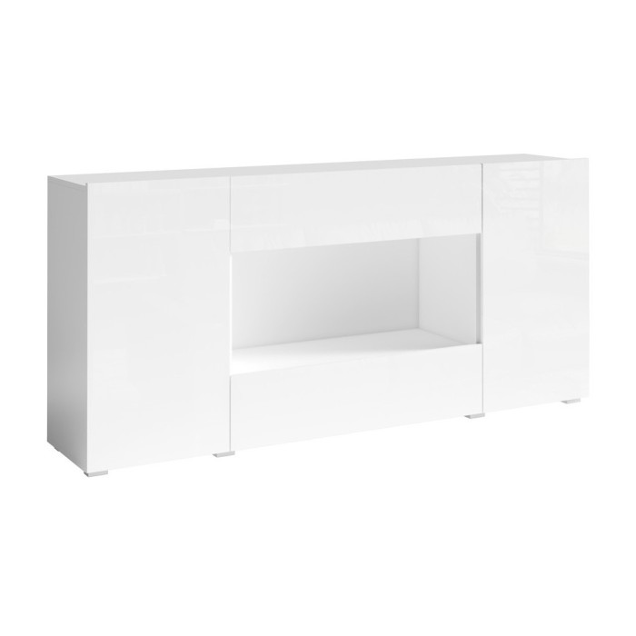 Buffet XL design 180cm pour salon couleur blanc brillant collection PAROS.