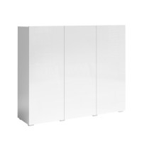 Buffet haut design 135cm avec 3 portes pour salon couleur blanc brillant collection PAROS.