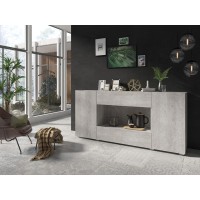 Buffet XL design 180cm pour salon couleur gris aspect béton collection PAROS.