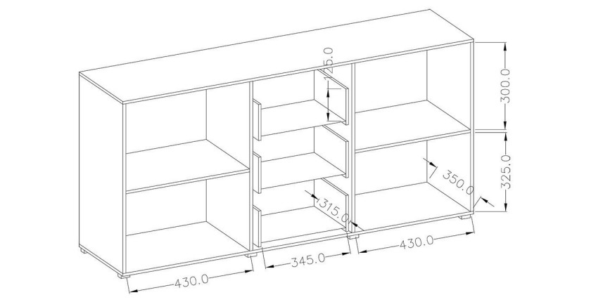 Buffet 130cm pour salon couleur blanc brillant collection CONNOR.