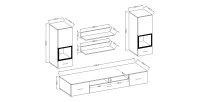 Composition de 5 meubles design pour salon effet ardoise collection CONNOR