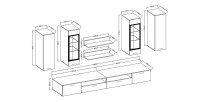 Composition XL de 8 meubles design pour salon effet ardoise collection CONNOR