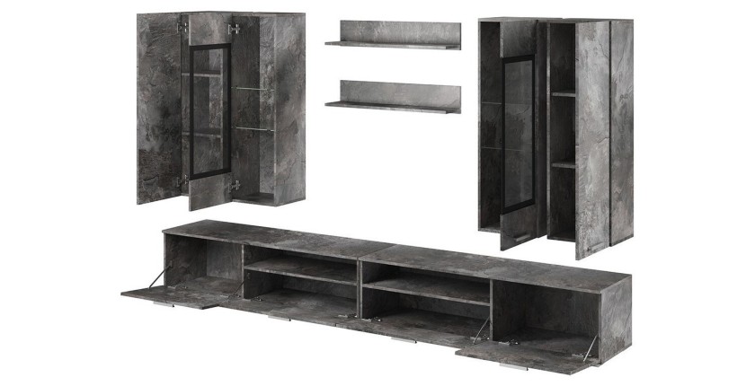 Composition XL de 8 meubles design pour salon effet ardoise collection CONNOR
