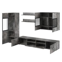 Composition de 6 meubles design pour salon effet ardoise collection CONNOR