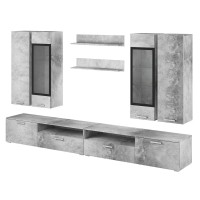 Composition XL de 8 meubles design pour salon coloris gris effet béton collection CONNOR