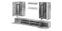 Composition XL de 8 meubles design pour salon coloris gris effet béton collection CONNOR
