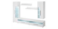 Composition de 5 meubles pour salon coloris blanc brillant collection BOMBAY
