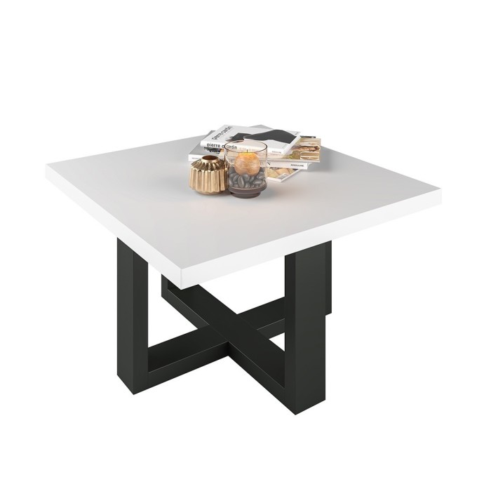 Table basse design forme carrée collection COXI Couleur noir et blanc.
