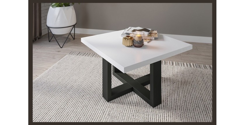 Table basse design forme carrée collection COXI Couleur noir et blanc.