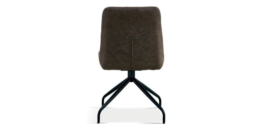 Chaise revêtement tissu pour salle à manger coloris brun gris. Collection FANNIN
