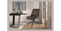 Chaise revêtement tissu pour salle à manger coloris brun gris. Collection FANNIN
