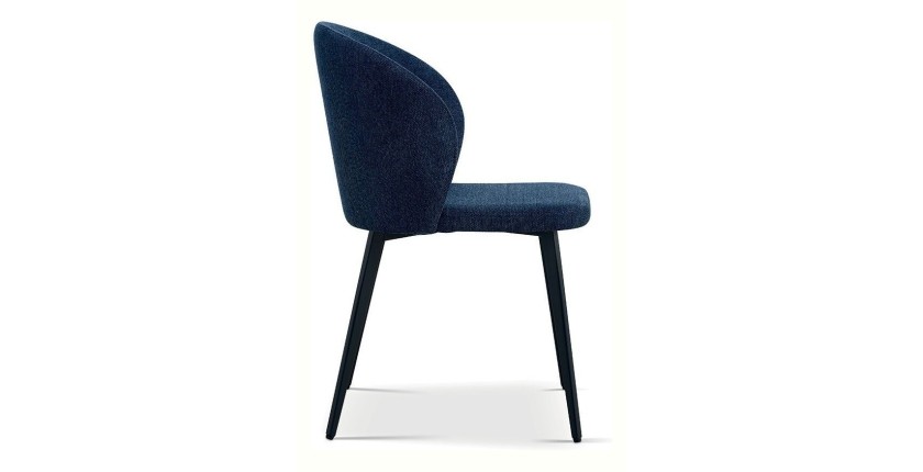 Chaise revêtement tissu pour salle à manger coloris bleu. Collection HARDIN