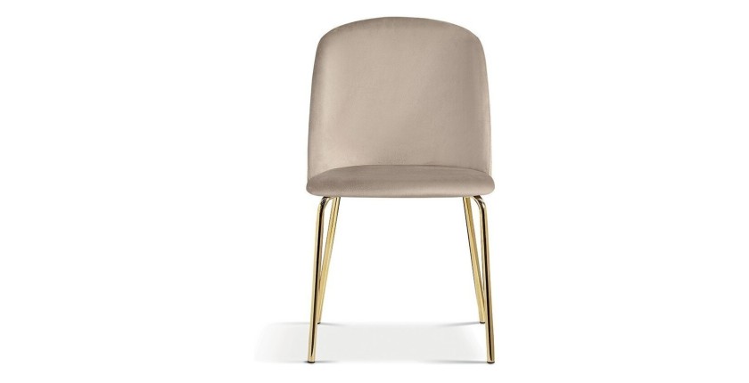 Chaise en velours beige pour salle à manger. Collection NOUMEA