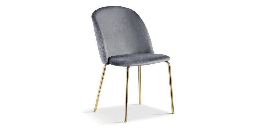 Chaise en velours gris pour salle à manger. Collection NOUMEA