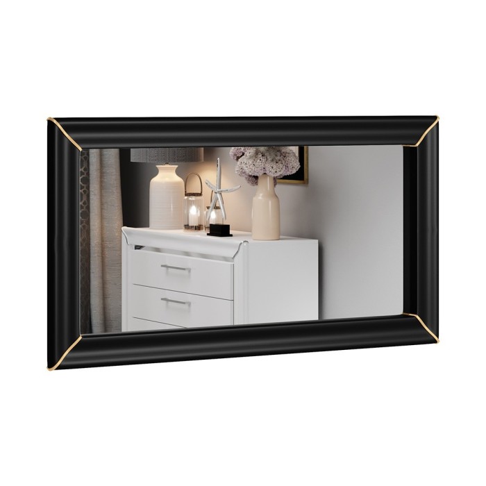 Grand miroir noir et doré collection DOHA. Accessoire idéal pour votre chambre ou salle à manger