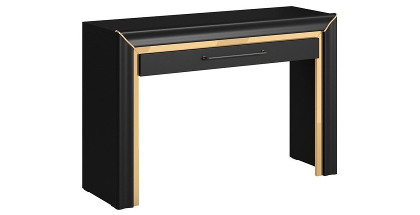 Bureau console design collection DOHA coloris noir mat et finitions dorées