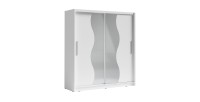 Armoire collection BAHIA, 2 portes coulissantes avec miroirs, penderie intégrée coloris blanc. 205cm