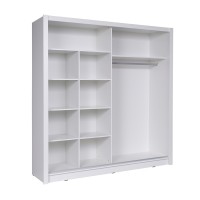 Armoire collection BAHIA, 2 portes coulissantes avec miroirs, penderie intégrée coloris blanc. 205cm