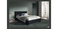 Lit double design coloris noir pour adulte collection ROMA, 140x200 cm, sommier inclus