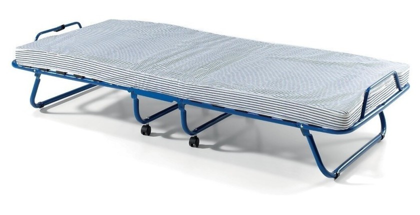 Lit pliant à roulettes en métal 80x190cm NAZARE, sommier et matelas inclus