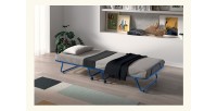 Lit pliant à roulettes en métal 80x190cm NAZARE, sommier et matelas inclus