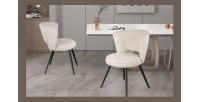 Chaise 'LORI' Bouclé Ecru, dimension H79.5 x L58 x P61, idéal pour votre cuisine ou salle à manger