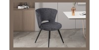 Chaise 'LORI' Bouclé Gris foncé, dimension H79.5 x L58 x P61, idéal pour votre cuisine ou salle à manger