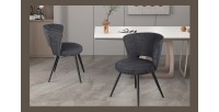 Chaise 'LORI' Bouclé Gris foncé, dimension H79.5 x L58 x P61, idéal pour votre cuisine ou salle à manger