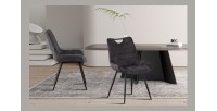 Chaise 'NINO' Velours Gris, dimension H84 x L56 x P62.5, idéal pour votre cuisine ou salle à manger