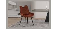Chaise 'NINO' Velours Rouille, dimension H84 x L56 x P62.5, idéal pour votre cuisine ou salle à manger