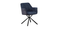 Chaise 'LUCIA' Bouclé Bleu Dos PU Bleu, dimension H82.5 x L62 x P63, idéal pour votre cuisine ou salle à manger