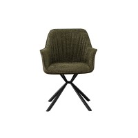 Chaise 'LUCIA' Bouclé Vert Dos PU Vert foncé, dimension H82.5 x L62 x P63, idéal pour votre cuisine ou salle à manger