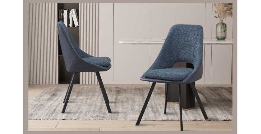 Chaise revêtement Bouclé pour salle à manger coloris Bleu. Collection FILA