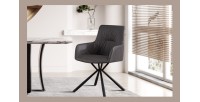 Chaise 'LYRO' PU Gris clair, dimension H86 x L55.5 x P64.5, idéal pour votre cuisine ou salle à manger