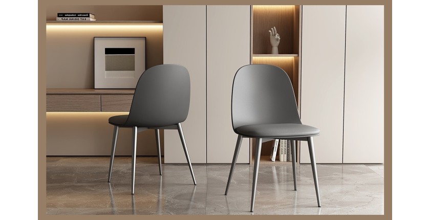 Chaise 'JASMON' coussin PU Gris, dimension H81 x L51 x P44, idéal pour votre cuisine ou salle à manger