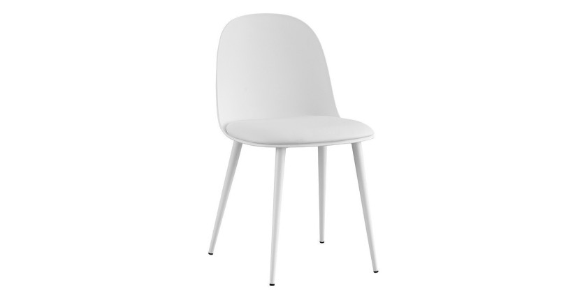 Chaise 'JASMON' Coussin PU Blanc, dimension H81 x L51 x P44, idéal pour votre cuisine ou salle à manger