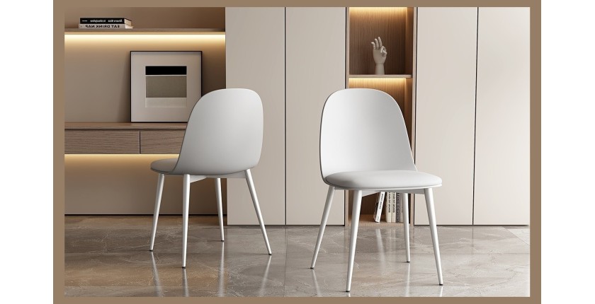 Chaise 'JASMON' Coussin PU Blanc, dimension H81 x L51 x P44, idéal pour votre cuisine ou salle à manger