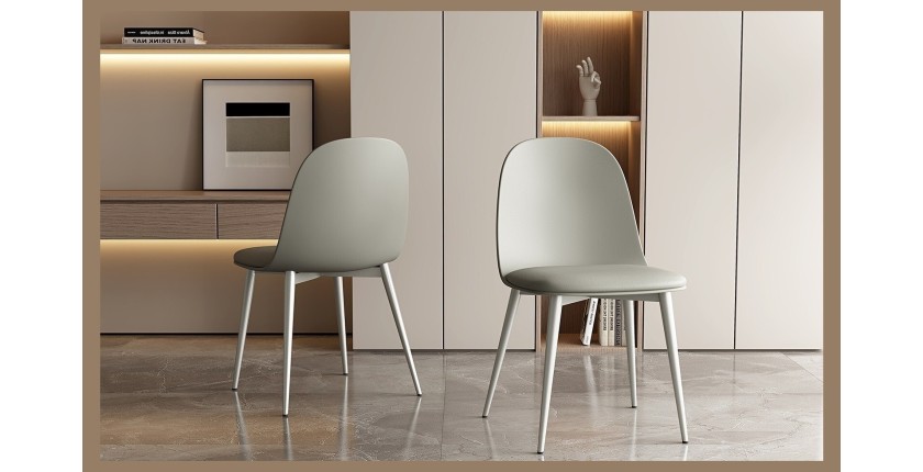 Chaise 'JASMON' Coussin PU Gris-Vert, dimension H81 x L51 x P44, idéal pour votre cuisine ou salle à manger