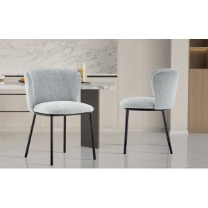 Chaise 'ARTHUS' Tissu Gris clair, dimension H76 x L52 x P54, idéal pour votre cuisine ou salle à manger