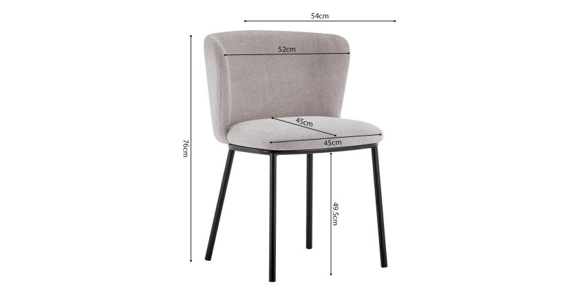 Chaise 'ARTHUS' Tissu Beige, dimension H76 x L52 x P54, idéal pour votre cuisine ou salle à manger