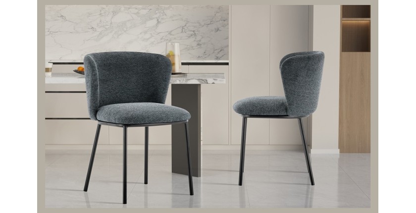 Chaise 'ARTHUS' Tissu Gris foncé, dimension H76 x L52 x P54, idéal pour votre cuisine ou salle à manger