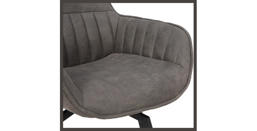 Chaise BOBO PU Micro fibre Gris, dimensions: H84 x L66.5 x P61 cm, idéal pour votre cuisine ou salle à manger