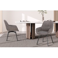 Chaise BOBO PU Micro fibre Gris, dimensions: H84 x L66.5 x P61 cm, idéal pour votre cuisine ou salle à manger