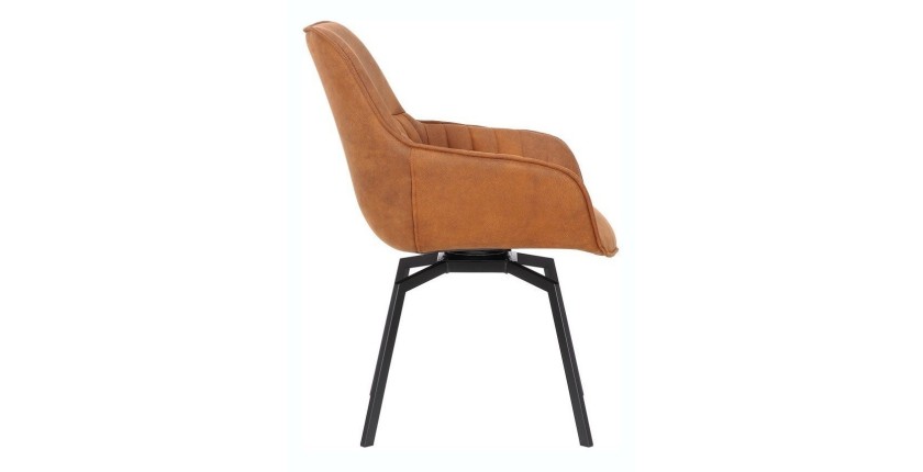 Chaise BOBO PU Micro fibre Cognac, dimensions: H84 x L66.5 x P61 cm, idéal pour votre cuisine ou salle à manger