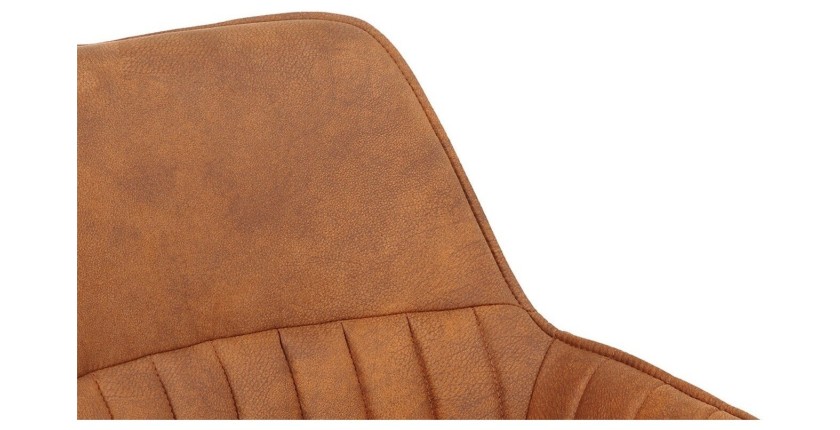 Chaise BOBO PU Micro fibre Cognac, dimensions: H84 x L66.5 x P61 cm, idéal pour votre cuisine ou salle à manger