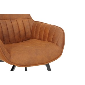 Chaise BOBO PU Micro fibre Cognac, dimensions: H84 x L66.5 x P61 cm, idéal pour votre cuisine ou salle à manger