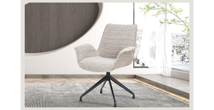 Chaise OMAR Bouclé Beige, dimension H84 x L66 x D58, idéal pour votre cuisine ou salle à manger