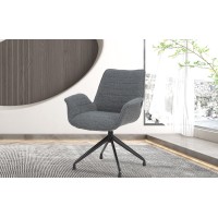 Chaise OMAR Bouclé Gris foncé, dimension H84 x L66 x D58, idéal pour votre cuisine ou salle à manger