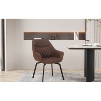 Chaise DORA PU Micro fibre Brun, dimensions: H84 x L59.5 x P62 cm, idéal pour votre cuisine ou salle à manger