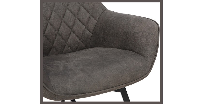 Chaise DORA PU Micro fibre Gris, dimensions: H84 x L59.5 x P62 cm, idéal pour votre cuisine ou salle à manger